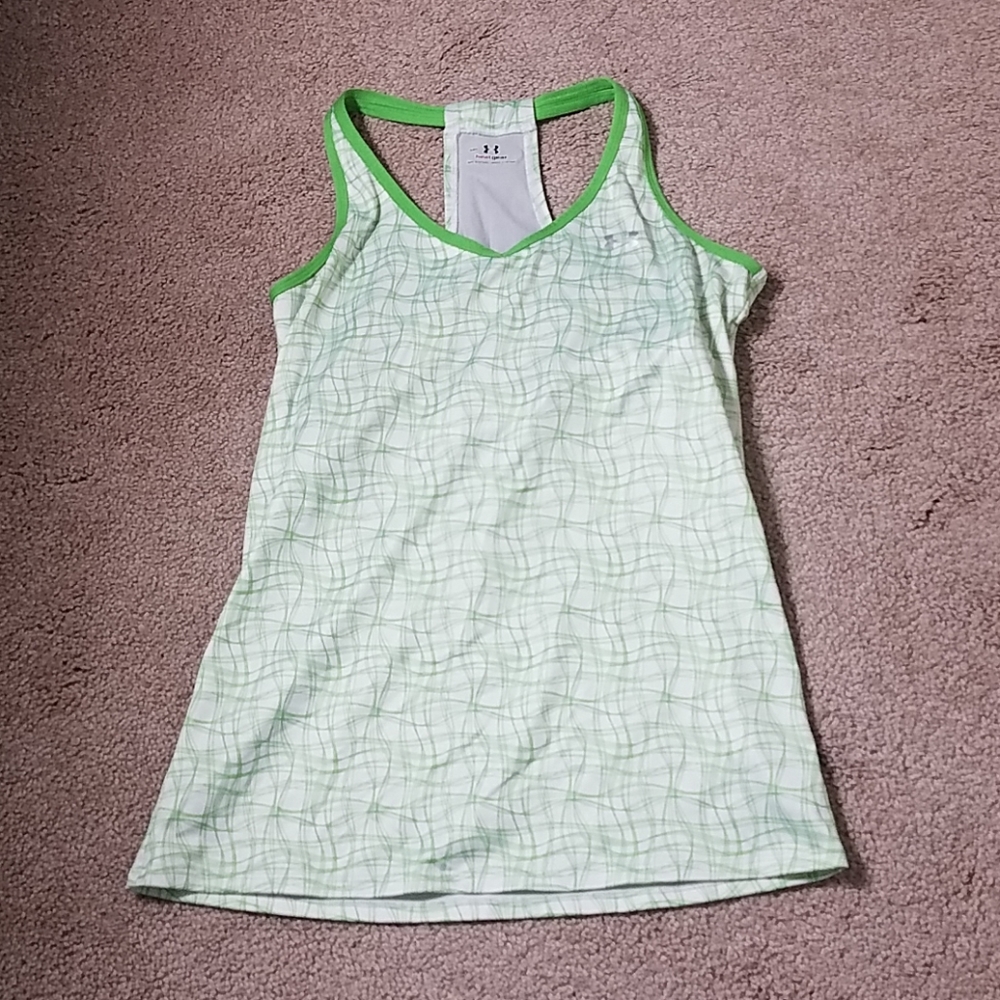 Under Armour green and white bra Shelf tan… - Picture 1 of 8